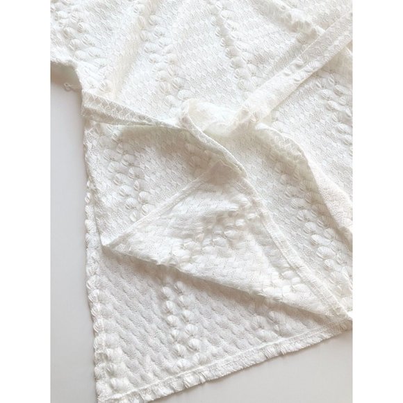 KONA SOL White Crochet V-Neck Belted Mini Dress Cover-Up, Size M - Picture 7 of 11